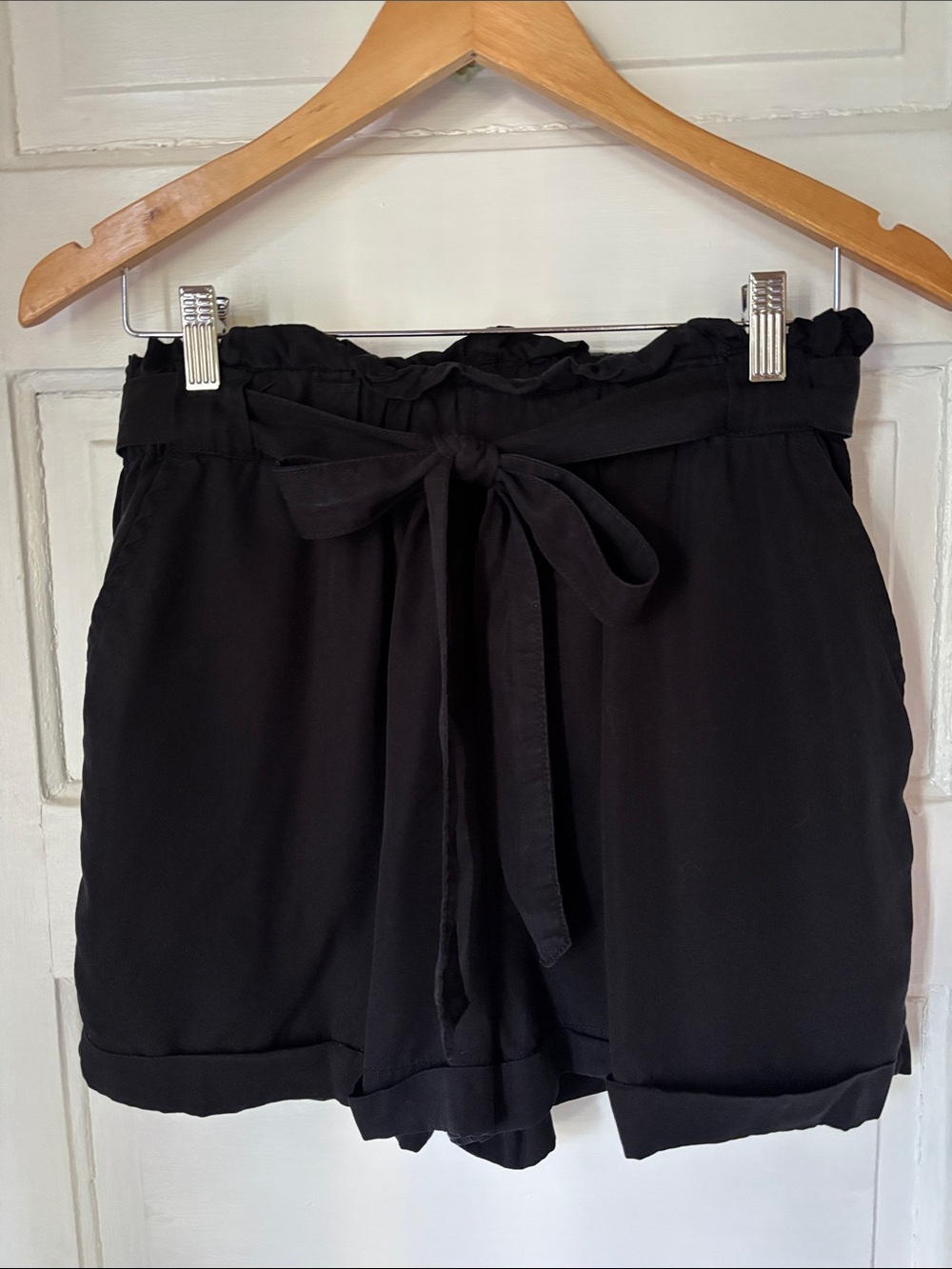 PISTOLA SUPER HIGH RISE TENCEL BELTED PAPER BAG SHORTS